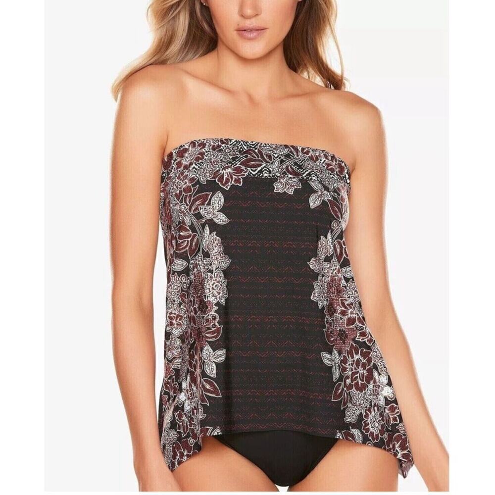 NWT Miraclesuit Mendhika Tamarind Brown Bandini Tankini Top Size 8